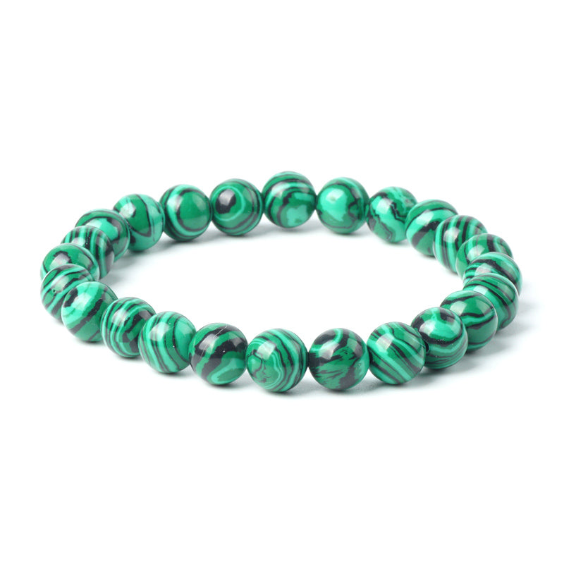 TopGoods 2020 Natural Green Malachite Bracelet Bead Stone Antique Charms Bracelet 8mm Gemstone Jewelry Bracelets for Women Men