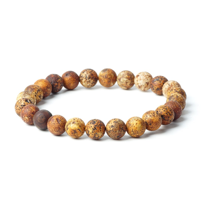 TopGoods 2020 Natural Vintage Agate Bracelet Brown Bead 8mm Stone Antique Charms Bracelet for Men Gemstone Jewelry Bracelets