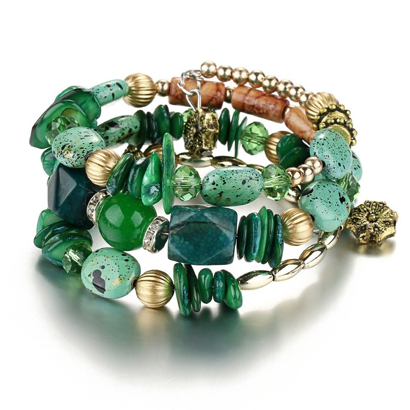 TopGoods Multilayer Irregular Agate Beads Charm Bracelets for Women Vintage Jade Stone Man Bracelets & Bangles Ethnic Jewelry