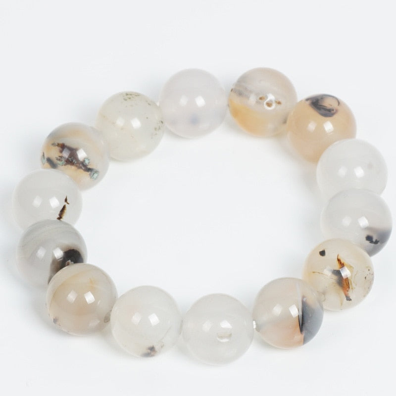 TopGoods Natural Ocean Agate Bracelet Women Round shape stone Jewelry 8mm Casual Yoga Bangles Beaded Stretch Bracelet For en
