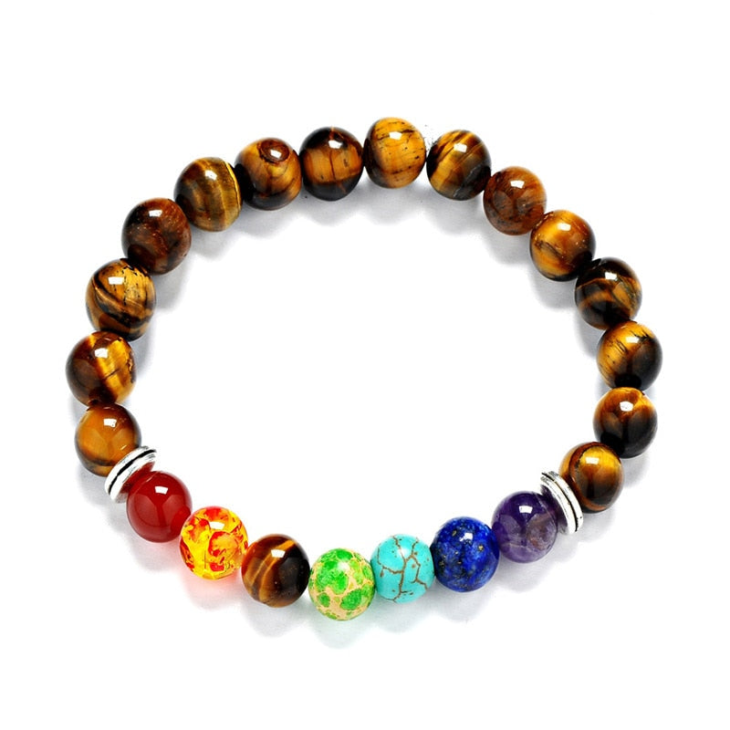 TopGoods Natural Stone 7 Chakra Bracelet Reiki Spiritual Yoga beaded Vintage Jewelry Beads Gemstone Charms Bracelets For Women