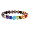 TopGoods Natural Stone 7 Chakra Golden Buddha Beads Bracelets Healing Balance Charms Yoga Gemstone Bracelets Jewelry for Women