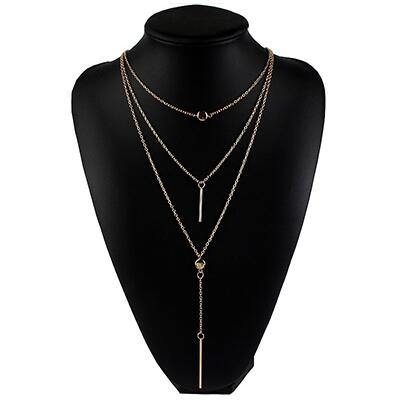 Brand Fashion Jewelry Women Necklace Small Dots Fine Metal Rods Pendant Chain Girls Punk Chunky Necklaces