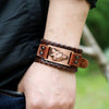 Totem Design Charm Wide Leather Bracelet Nordic Viking Giant Wolf Men's Bracelet Punk Leather Woven Accessories Party Jewelry