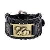 Totem Design Charm Wide Leather Bracelet Nordic Viking Rune God Deer Men's Bracelet Punk Leather Woven Accessories Party Jewelry