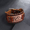 Totem Design Charm Wide Leather Bracelet Nordic Viking Rune God Deer Men's Bracelet Punk Leather Woven Accessories Party Jewelry