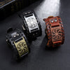 Totem Design Charm Wide Leather Bracelet Nordic Viking Rune Men's Bracelet Punk Leather Woven Hip Hop Accessories Party Jewelry