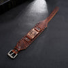 Totem Design Charm Wide Leather Bracelet Nordic Viking Rune Men's Bracelet Punk Leather Woven Hip Hop Accessories Party Jewelry