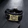 Totem Design Charm Wide Leather Bracelet Nordic Viking Rune Men's Bracelet Punk Leather Woven Hip Hop Accessories Party Jewelry