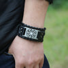 Totem Design Charm Wide Leather Bracelet Nordic Viking Rune Men's Bracelet Punk Leather Woven Hip Hop Accessories Party Jewelry