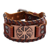 Totem Design Charm Wide Leather Bracelet Nordic Viking Rune Men's Bracelet Punk Leather Woven Hip Hop Accessories Party Jewelry