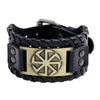 Totem Design Charm Wide Leather Bracelet Nordic Viking Rune Men's Bracelet Punk Leather Woven Hip Hop Accessories Party Jewelry