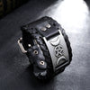 Totem design Charm Wide Leather Bracelet Nordic Viking Rune Star Moon Men's Bracelet Punk Leather Woven Accessorie Party Jewelry