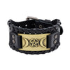 Totem design Charm Wide Leather Bracelet Nordic Viking Rune Star Moon Men's Bracelet Punk Leather Woven Accessorie Party Jewelry