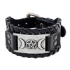 Totem design Charm Wide Leather Bracelet Nordic Viking Rune Star Moon Men's Bracelet Punk Leather Woven Accessorie Party Jewelry
