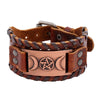 Totem design Charm Wide Leather Bracelet Nordic Viking Rune Star Moon Men's Bracelet Punk Leather Woven Accessorie Party Jewelry