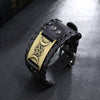 Totem design Charm Wide Leather Bracelet Nordic Viking Rune Star Moon Men's Bracelet Punk Leather Woven Accessorie Party Jewelry