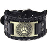 Toten Design Nordic Viking Behemoth Beamon Bracelet for Man Hand Woven Wide Leather Wristband Adjustable Bangles Punk Jewelry