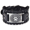 Toten Design Nordic Viking Behemoth Beamon Bracelet for Man Hand Woven Wide Leather Wristband Adjustable Bangles Punk Jewelry