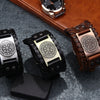 Toten Design Nordic Viking Odin Compass Bracelet for Man Hand-Woven Wide Leather Wristband Adjustable Bangles Punk Jewelry