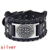 Toten Design Nordic Viking Odin Compass Bracelet for Man Hand-Woven Wide Leather Wristband Adjustable Bangles Punk Jewelry