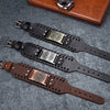 Toten Design Nordic Viking Odin Compass Bracelet for Man Hand-Woven Wide Leather Wristband Adjustable Bangles Punk Jewelry