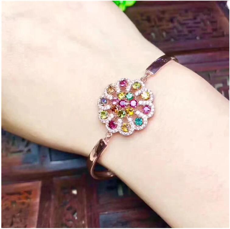 Tourmaline bracelet Chain bracelets Natural and real tourmaline 925 sterling silver 3mm 18pcs