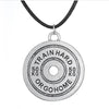 Train Hard Or Go Home 50KG Weight Plate Barbell BBMAN Pendant Necklace Men Jewelry