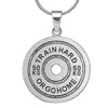 Train Hard Or Go Home 50KG Weight Plate Barbell BBMAN Pendant Necklace Men Jewelry
