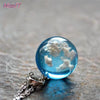 Transparent Resin Rould Ball Moon Pendant Necklace Women Blue Sky White Cloud Chain Necklace Jewelry