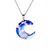Transparent Resin Rould Ball Moon Pendant Necklace Women Blue Sky White Cloud Chain Necklace Jewelry