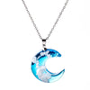 Transparent Resin Rould Ball Moon Pendant Necklace Women Blue Sky White Cloud Chain Necklace Jewelry