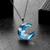 Transparent Resin Rould Ball Moon Pendant Necklace Women Blue Sky White Cloud Chain Necklace Jewelry