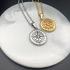 Travel Jewelry Pendentif Boussole Collier Gold Stainless Steel Compass Charms Necklace Coin Shape North Star Pendant Chains Gift