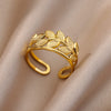Tree Leaves Rings for Women Open Adjustable Stainless Steel Ring 2023 in Trend Aesthetic Wedding Jewerly anillos mujer