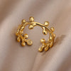 Tree Leaves Rings for Women Open Adjustable Stainless Steel Ring 2023 in Trend Aesthetic Wedding Jewerly anillos mujer