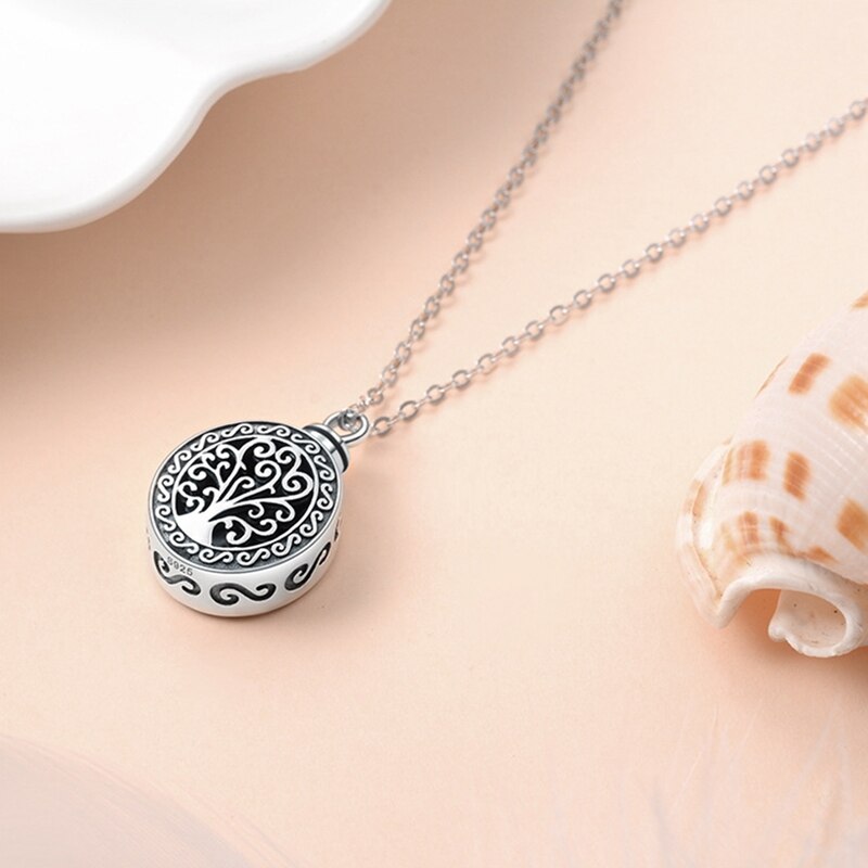 Tree Of Life Cremation Urn Necklace Pendant Ashes Souvenir Stainless Steel Commemorative Ashes Pendant Necklace Unisex