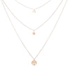 Tree Of Life Necklace 3 Layer  Moon Stars Pendant Long Rose Gold Stainless Steel Necklace For Woman Friendship Jewelry Gifts