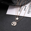 Tree Of Life Necklace 3 Layer  Moon Stars Pendant Long Rose Gold Stainless Steel Necklace For Woman Friendship Jewelry Gifts