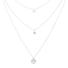 Tree Of Life Necklace 3 Layer  Moon Stars Pendant Long Rose Gold Stainless Steel Necklace For Woman Friendship Jewelry Gifts