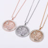 Tree Of Life Necklace For Woman Gold Color Crystal Round Owl Pendant Female Necklaces Jewelry Party Gift Statement New