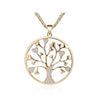 Tree Of Life Necklace For Woman Gold Color Three-Layer Chain Crystal Heart Round Pendant Necklaces For Woman Trendy Jewelry Gift