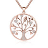 Tree Of Life Necklace For Woman Gold Color Three-Layer Chain Crystal Heart Round Pendant Necklaces For Woman Trendy Jewelry Gift