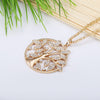 Tree Of Life Necklace For Woman Gold Silver Color Long Link Chain Crystal Big Round Pendant Necklaces Jewelry Gift Accessories