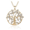 Tree Of Life Necklace For Woman Gold Silver Color Long Link Chain Crystal Big Round Pendant Necklaces Jewelry Gift Accessories
