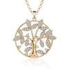 Tree Of Life Necklace For Woman Gold Silver Color Long Link Chain Crystal Big Round Pendant Necklaces Jewelry Gift Accessories