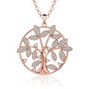 Tree Of Life Necklace For Woman Gold Silver Color Long Link Chain Crystal Big Round Pendant Necklaces Jewelry Gift Accessories