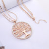 Tree Of Life Necklace For Woman Golden Silvery Double Layer Chain Clear Crystal Stainless Steel Necklace Jewelry Women Accessory