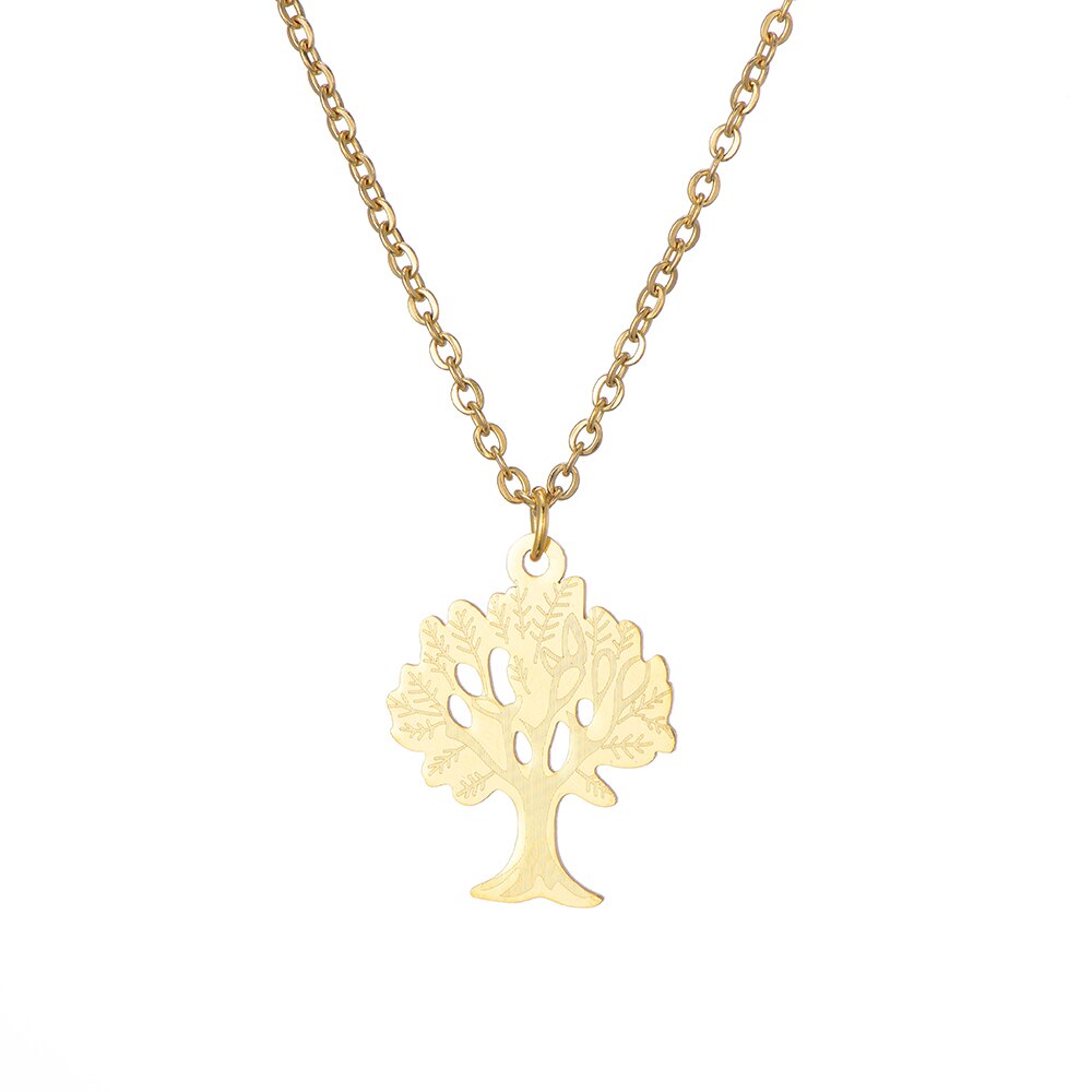 Tree Of Life Pendant Stainless Steel Necklace Dainty Gold Silvery Choker Necklace For Women Man 2022 Jewelry Gift