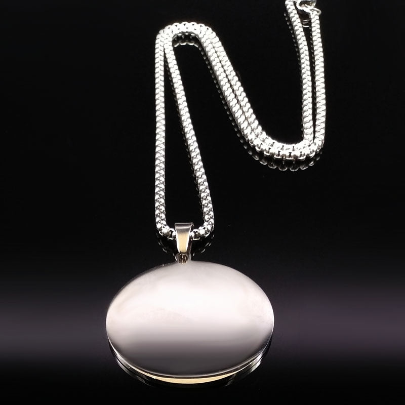 Tree of Life Enamel Stainless Steel Chain Necklaces for Men Ying Yang Silver Color Necklace Jewelry colgante hombre N726S01